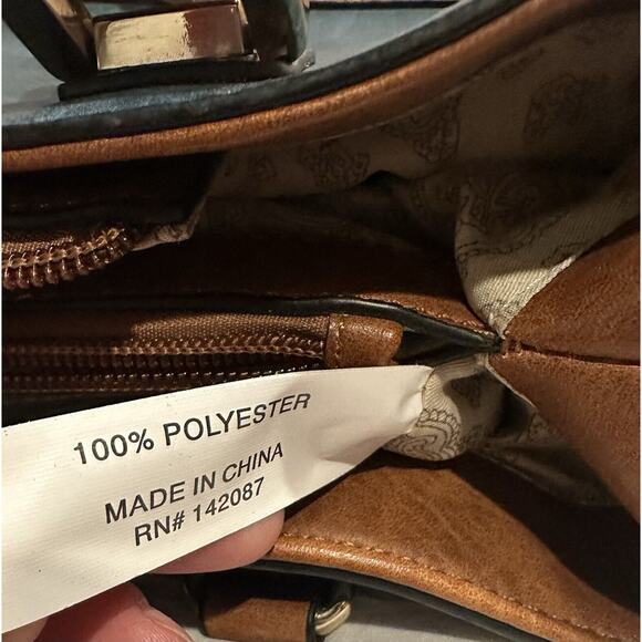 Simply Noelle Women's Shoulder Bag Purse Teal/Brown Handbag Zippers Storage - Picture 12 of 13